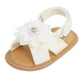 thumbnail image 1 of LIIPEE Girls Sandals Casual Solid Color Tassel Flower Soft Sole Flat Bottom Fashion Sandals Toddler Open Toe Regular Fit Anti- Shoes Cute Comfortable Breathable Daily Footwear,White,3-6 Months, 1 of 5