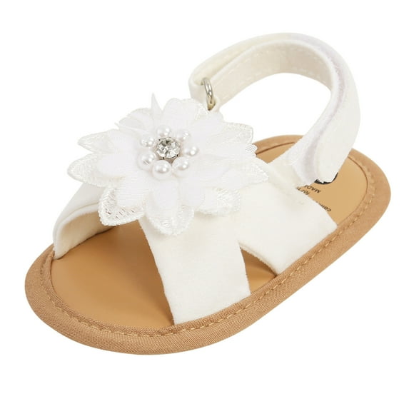 LIIPEE Girls Sandals Casual Solid Color Tassel Flower Soft Sole Flat Bottom Fashion Sandals Toddler Open Toe Regular Fit Anti- Shoes Cute Comfortable Breathable Daily Footwear,White,3-6 Months