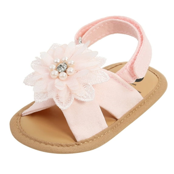 LIIPEE Girls Sandals Casual Solid Color Tassel Flower Soft Sole Flat Bottom Fashion Sandals Toddler Open Toe Regular Fit Anti- Shoes Cute Comfortable Breathable Daily Footwear,Pink,0-3 Months