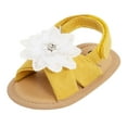 thumbnail image 1 of LIIPEE Girls Sandals Casual Solid Color Tassel Flower Soft Sole Flat Bottom Fashion Sandals Toddler Open Toe Regular Fit Anti- Shoes Cute Comfortable Breathable Daily Footwear,Yellow,0-3 Months, 1 of 4