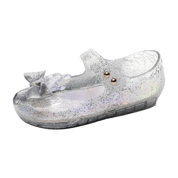 LIIPEE Girls Sandals Kids Summer Bow Decoration Hollow Out Soft Sole Bright Jelly Shoes Cute Lightweight Hook And Loop Princess Beach Footwear,4-4.5 Years