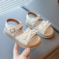 thumbnail image 1 of LIIPEE Girls Sandals Open Toe Non- Soft Sole Lace Bowknot Adjustable Strap Flat Princess Shoes Child Versatile School Sandal,Beige,3.5-4 Years, 1 of 4