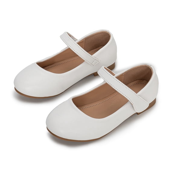 LIIPEE Girls Sandals Summer Fashion Adjustable Strap Solid Color Closed Toe Party School Leather Shoes Child Leisure Walking Beach Weddings Birthday Party Princess Sandal,White,3.5-4 Years