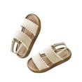 thumbnail image 1 of LIIPEE Girls Sandals Summer Fashion Knitted Solid Color Open Toe Non-Slip Soft Sole Shoes Newborn Classic Beach Princess Sandal,White,5-6 Years, 1 of 5
