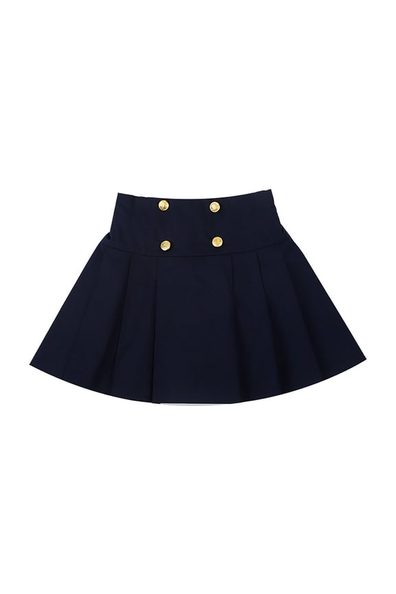 Girls School Uniform Pleated Skirts Solid Color High Waisted Tennis Skirt A-Line Skater Skirts Child Casual Casual Daily Party Photoshoot Skirts,Dark Blue,110
