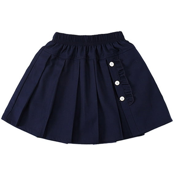 LIIPEE Girls School Uniform Pleated Skirts Solid Color High Waisted Tennis Skirt A-Line Skater Skirts Child Casual Climbing Hiking Camping Cycling Skirts,Navy,130