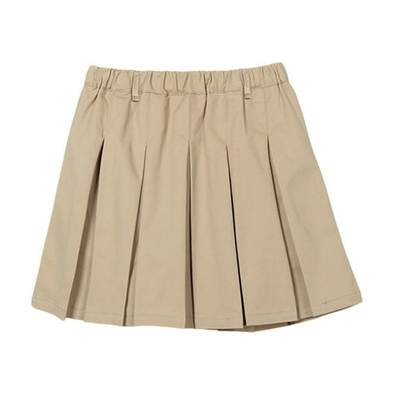 LIIPEE Girls School Uniform Pleated Skirts Solid Color High Waisted Tennis Skirt A-Line Skater Skirts Child Classic Outdoor Skirt,Beige2,9-10 Years