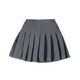 thumbnail image 1 of LIIPEE Girls School Uniforms Skirts Solid Color Elastic High Waist A-Line Pleated Tennis Skirt Child Classic Holiday School Party Skorts,Gy2,13-14 Years, 1 of 5