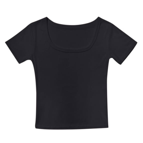 LIIPEE Girls Shirts Solid Color Short Sleeve Round Neck Tshirt Girl Trendy Outdoor Wear Tee Shirts,Black,12-13 Years