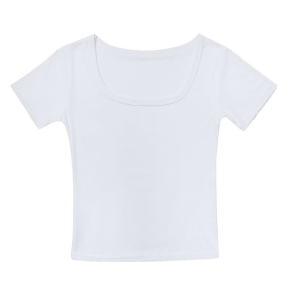 LIIPEE Girls Shirts Solid Color Short Sleeve Round Neck Tshirt Girl Trendy Party Tee,White,11-12 Years