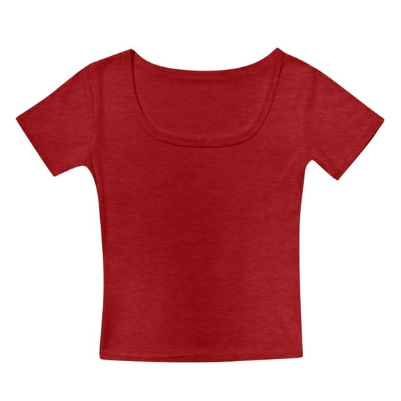 LIIPEE Girls Shirts Solid Color Short Sleeve Round Neck Tshirt Kids Classic Baby Photography Tee,Red,13-14 Years