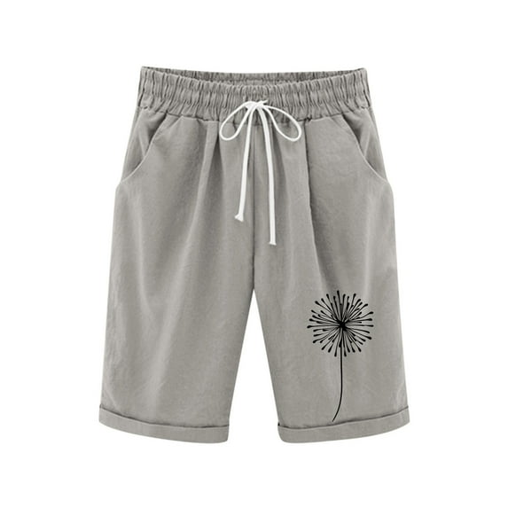 LIIPEE Girls Shorts Casual Children Kids Graphic Printed Elastic Waist Shorts With Pockets Summer Comfortable Breathable Soft Daily Cute Shorts,Grey,3-4 Years