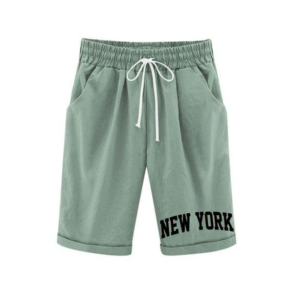 LIIPEE Girls Shorts Casual Children Kids Letter Printed Elastic Waist Shorts With Pockets Summer Lightweight Comfortable Breathable Soft Daily Cute Shorts,Green,9-10 Years