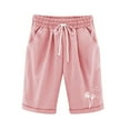 thumbnail image 1 of LIIPEE Girls Shorts Summer Casual Dandelion Printed Elastic Waist Drawstring Shorts With Pockets Newborn Cozy Daily Sports Shorts,Pink,150, 1 of 5