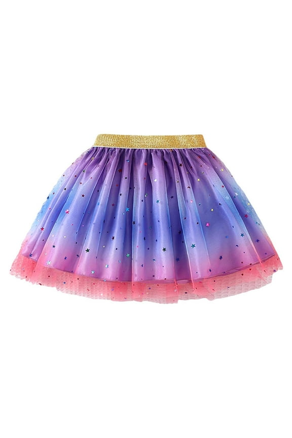 Girls Skirt Children Holiday Party Tutu Starlight Vel Rainbow Skirt Party A Line Dance Skirt Comfortable Breathable Soft Cute Daily Skirt,Pink,18-24 Months