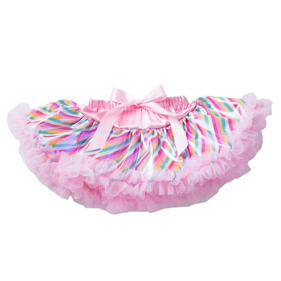 LIIPEE Girls Skirt Rainbow Birthday Party Tutu Skirt Performance Bowkot Cute Fashion Dot Printed Skirt Comfortable Breathable Soft Daily Skirt,Hot Pink,One Size