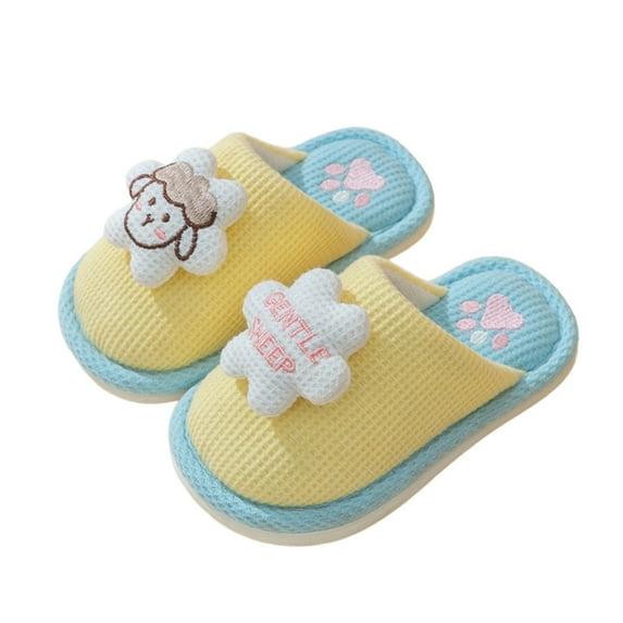LIIPEE Girls Slippers Cartoon Animal Warm Closed Toe Non- Soft Sole On Shoes Child Leisure Homewear Slipper,Light Blue,6-7 Years