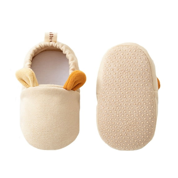 LIIPEE Girls Sneakers Warm Closed Toe Non- Soft Sole First Walking Shoes Kids Leisure Indoor Outdoor Wear Sneaker,Beige,0-6 Months