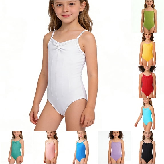 LIIPEE Girls Spaghetti Strap Backless Jumpsuit Stretchable Ballet Dance Gymnastic Leotard 2-12 Years