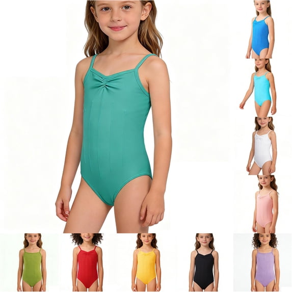 LIIPEE Girls Spaghetti Strap Backless Jumpsuit Stretchable Ballet Dance Gymnastic Leotard 2-12 Years
