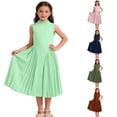 thumbnail image 1 of LIIPEE Girls Summer Long Dress Kids Solid Color Sleeveless Cute Comfortable A Line Flowy Party Pleated Dresses,7-8 Years, 1 of 9