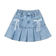 thumbnail image 1 of LIIPEE Girls Summer Pleated Skirt Casual Elastic Waist A Line Denim Skirts Kids Cute Comfortable Everyday School Wear,15-16 Years, 1 of 5