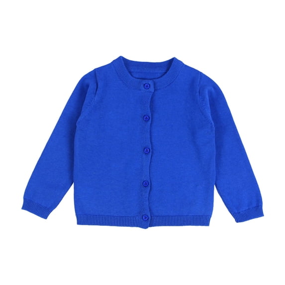 LIIPEE Girls Sweaters Solid Color Long Sleeve Round Neck Button Knit Cardigans Sweaters Child Breathable Indoor Outdoor Wear Baby Coat,Bu2,8 Years