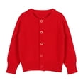 thumbnail image 1 of LIIPEE Girls Sweaters Solid Color Long Sleeve Round Neck Button Knit Cardigans Tops Handsome Holiday School Party Coat,Red,4-5 Years, 1 of 3