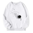 thumbnail image 1 of LIIPEE Girls Sweatshirts Cartoon Dandelion Flower Printed Long Sleeve Round Neck Pullover Tops Big Girls Comfort Birthday Sweatshirts,White,9-10 Years, 1 of 3
