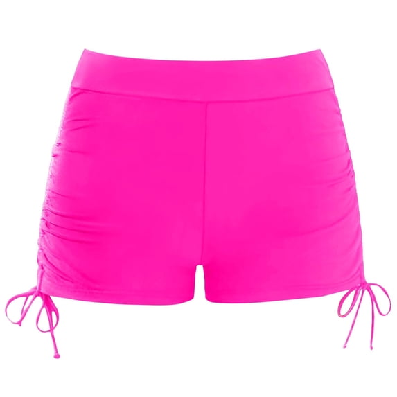 LIIPEE Girls Swimwear Bottoms Casual Summer Solid Color Elastic Waist Swim Shorts Kids Fashion Regular Fit Beachwear Comfortable Breathable Soft Cute Daily Swimwear,Hot Pink,11-12 Years