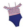 thumbnail image 1 of LIIPEE Girls Swimwear Summer Fashion 4Th Of July Independence Day Striped Printed Ruffled Spaghetti Strap Bikini Swimsuits Child Sweet Hot Spring Beachwear,4-5 Years,Purple, 1 of 7