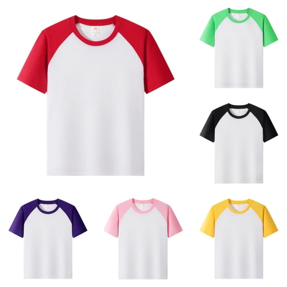 LIIPEE Girls T Shirts Casual Summer Color Block Raglan Sleeve Short Sleeve Crew Neck Tshirts Kids Comfortable Breathable Soft Daily Tees Tops,1-2 Years