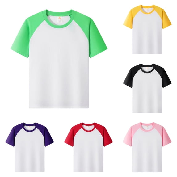 LIIPEE Girls T Shirts Casual Summer Color Block Raglan Sleeve Short Sleeve Crew Neck Tshirts Kids Comfortable Breathable Soft Daily Tees Tops,8-9 Years