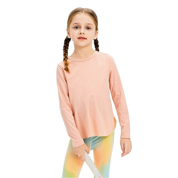 LIIPEE Girls T-Shirts Spring Summer Casual Breathable Long Sleeve Tie Dye Printed Round Neck Tshirt Girl Leisure Beach Tee Shirts,Pink,7-8 Years