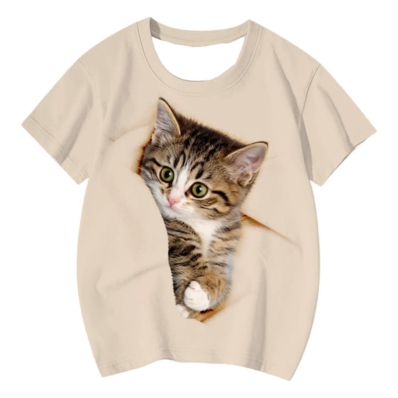 LIIPEE Girls T-Shirts Summer Casual Cute Animal Graphic Printed Short Sleeve Crew Neck Fashion Versatile T Shirt Kids Children Comfortable Breathable Soft Daily Tee Tops,10-11 Years