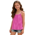 thumbnail image 1 of LIIPEE Girls Tank Tops Casual Summer Solid Color Sleeveless Spaghetti Strap Fashion Flowy Camisole Children Holiday Loose Fit Backless Comfortable Breathable Soft Cute Daily Vest,10-11 Years, 1 of 5
