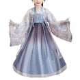 thumbnail image 1 of LIIPEE Girls Traditional Chinese Costume Kids Floral Embroidery Hanfu Dress Performance Dress Up Clothes,5-6 Years, 1 of 8