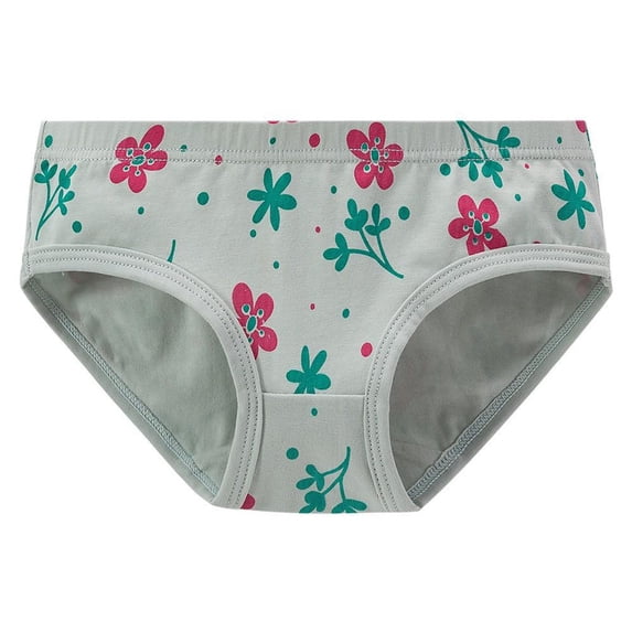 LIIPEE Girls Underpants Breathable Comfortable Cotton Flower Printed Briefs Trendy Panties,Mint Green,8-9 Years