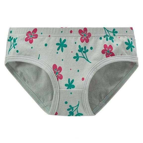 LIIPEE Girls Underpants Breathable Comfortable Cotton Flower Printed Briefs Toddler Leisure Panties,Mint Green,1-3 Years