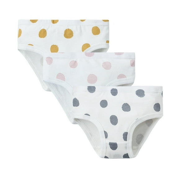 LIIPEE Girls Underpants Cute Comfortable Cotton Cartoon Dot Printed Briefs 3 Pack Toddler Trendy Panties,Pink,5-6 Years