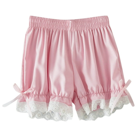 LIIPEE Girls Underpants Soft Comfort Solid Color Bowknot Lace Leggings Boxer Briefs Leisure Panties,Pink,2-3 Years