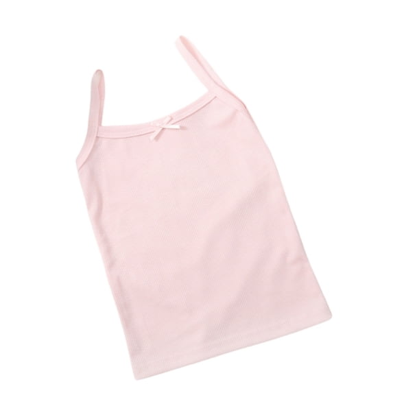 LIIPEE Girls Undershirt Cotton Solid Color Ribbed Sleeveless Spaghetti Strap Tank Top Baby Classic Homewear Bottom Vest,Pink,3-4 Years