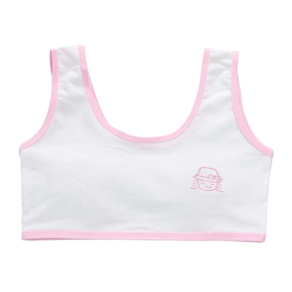 LIIPEE Girls Underwear Soft Comfort Cartoon Printed Stretch Sports Seamless Bra Training Bras Cozy Undies,Pink,10-14 Years