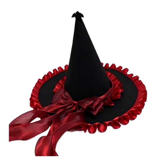 LIIPEE Halloween Gothic Bow Embellishment Witch Hat For Women Costume Accessories One Size