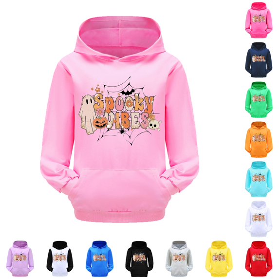LIIPEE Halloween Graphic Hoodies For Girls Long Sleeve Hooded Pullover Kids Fall Winter Cute Comfortable Casual Sweatshirts With Pockets,10-11 Years