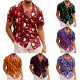 thumbnail image 1 of LIIPEE Halloween Graphic Shirt For Men Short Sleeve Turn Down Collar Button Up Shirts Male Comfortable Breathable Party Tops,M, 1 of 4