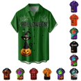 thumbnail image 1 of LIIPEE Halloween Graphic Shirt For Men Short Sleeve Turn Down Collar Button Up Shirts Male Comfortable Breathable Party Tops,S, 1 of 5
