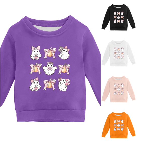 LIIPEE Halloween Graphic Sweatshirts For Girls Long Sleeve Crew Neck Pullover Kids Fall Winter Comfortable Casual Sweatshirts,3-4 Years