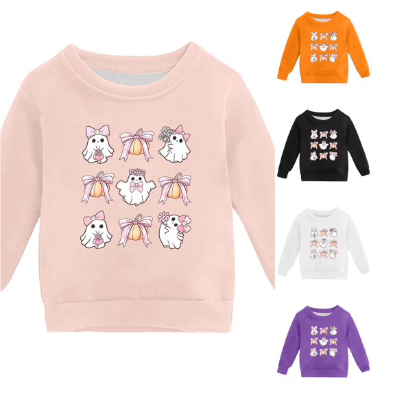 LIIPEE Halloween Graphic Sweatshirts For Girls Long Sleeve Crew Neck Pullover Kids Fall Winter Comfortable Casual Sweatshirts,4-5 Years