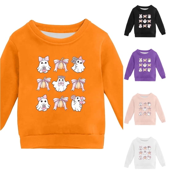 LIIPEE Halloween Graphic Sweatshirts For Girls Long Sleeve Crew Neck Pullover Kids Fall Winter Comfortable Casual Sweatshirts,9-10 Years
